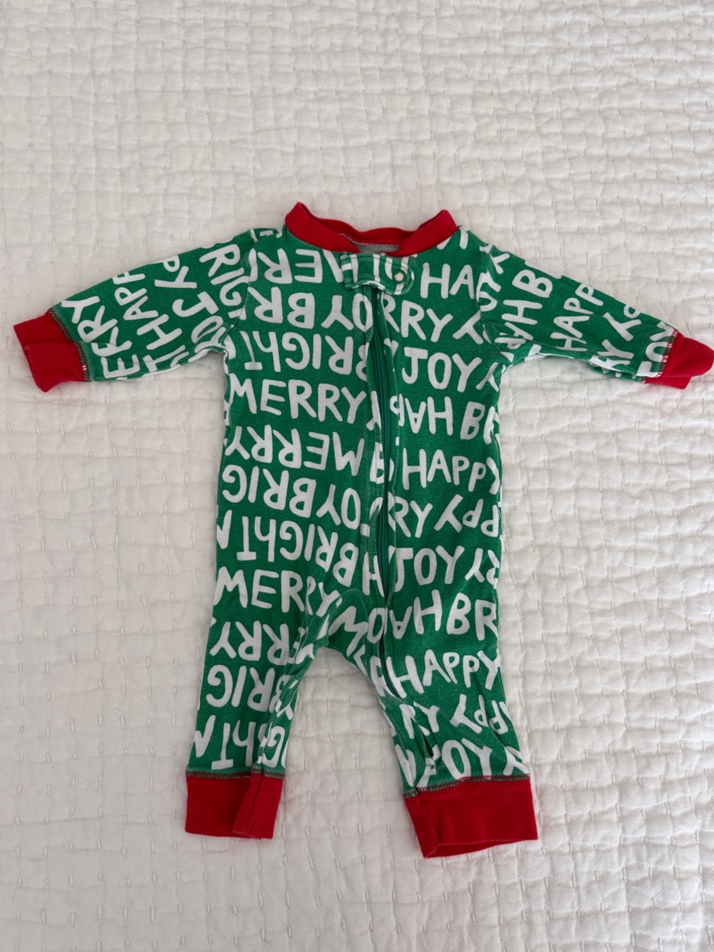 Carter’s Christmas Green & Red Kids One-Piece Footie Pajamas, 3M